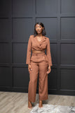 Trendy Cropped Suit- Brown - Belle Business Wear 